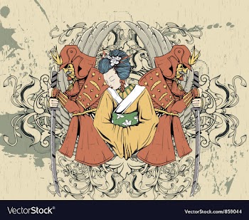 Geisha with floral vector image