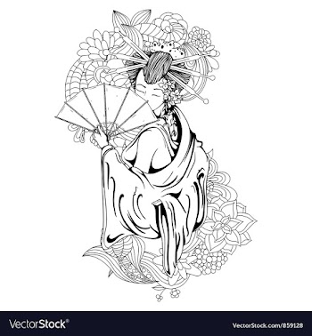 Geisha with floral vector image