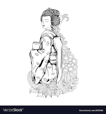 Geisha with floral vector image