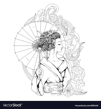 Geisha with floral vector image