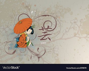 Geisha with floral vector image