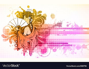 Geisha with floral vector image
