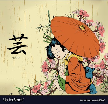 Geisha with floral vector image