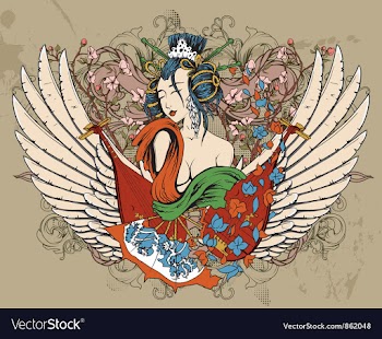 Geisha with floral vector image