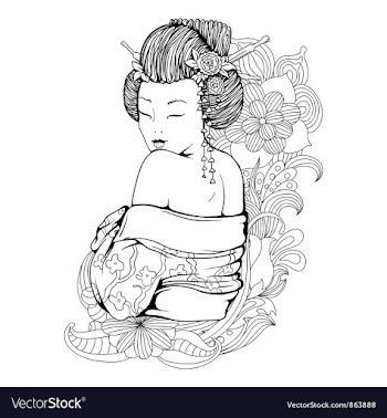 Geisha with floral vector image