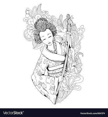 Geisha with floral vector image