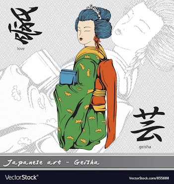 Geisha with kanji vector image