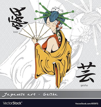Geisha with kanji vector image