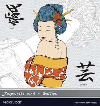 Geisha with kanji vector image