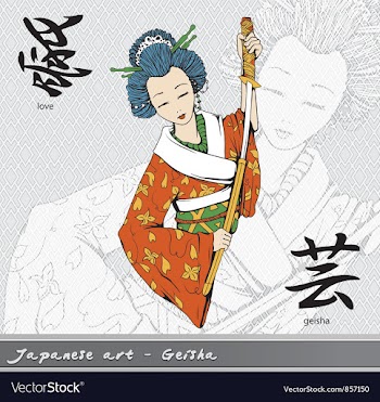 Geisha with kanji vector image