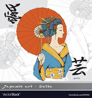 Geisha with kanji vector image
