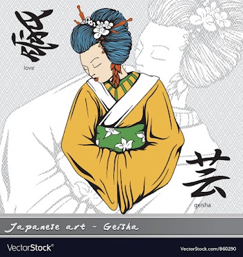 Geisha with kanji vector image