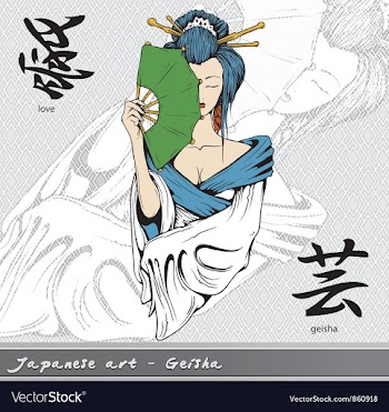 Geisha with kanji vector image
