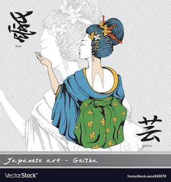 Geisha with kanji vector image