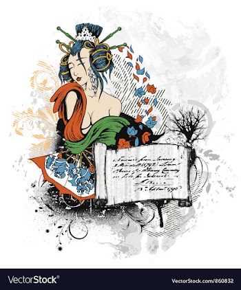 Geisha with scroll vector image
