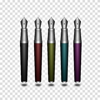 Gel pen Paper Ballpoint pen uni-ball, Five different color pens transparent background PNG clipart