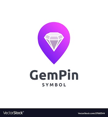 Gem and pin logo design vector image