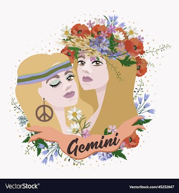 gemini zodiac sign isolated composition