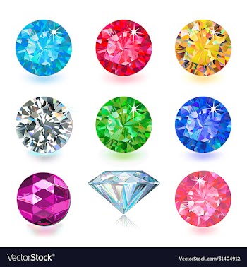 gemstone cut color shape set isolated on white