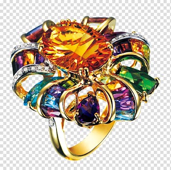 Gemstone Wedding ring Diamond, Multicolored gemstone rings transparent background PNG clipart