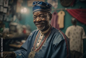 Generative AI. A portrait of senior African man in a room