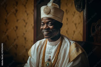 Generative AI. A smiling hausa monarch 