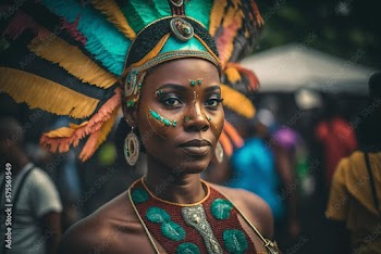 Generative AI. African woman at a carnival