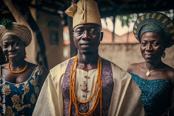 Generative AI. Edo man and two ladies