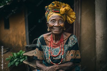 Generative AI. Elderly woman sitting