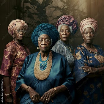Generative AI. elderly women posing to take picture.       