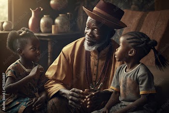 Generative AI. Grandpa and his grandchildren