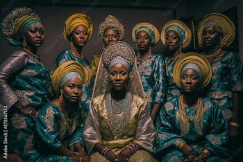 Generative AI. Nigerian bride and friends