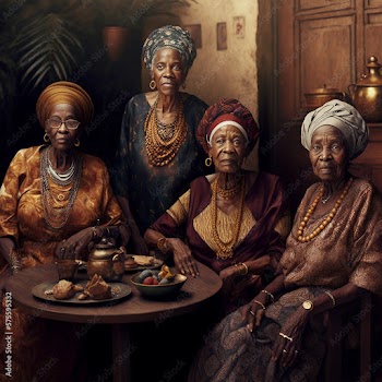 Generative AI. Nigerian elder and her friends
