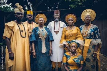 Generative AI. people wear a Nigerian traditional attire