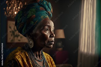 Generative AI. side view of an elderly woman