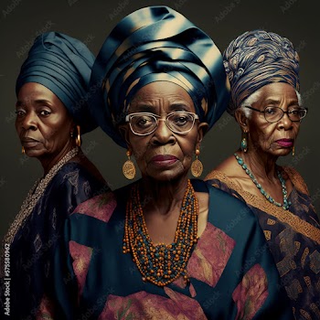 Generative AI. three senior women modelling