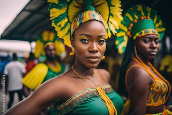 Generative AI. young lady on carnival outfit