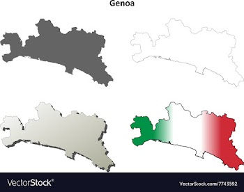 Genoa blank detailed outline map set vector image