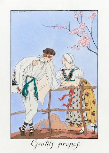 Gentils Propos (1922) fashion illustration in high resolution by George Barbier. Original from The Rijksmuseum. Digitally enhanced by rawpixel.