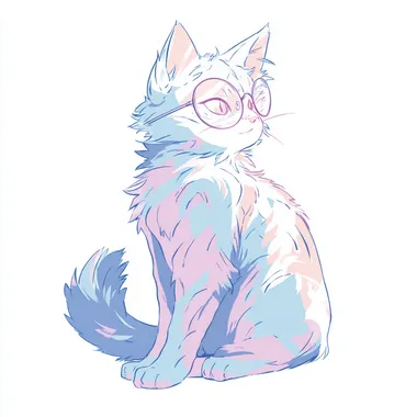 Gentle Cat with Glasses in Anime Style Gentle Cat with Glasses in Anime Style