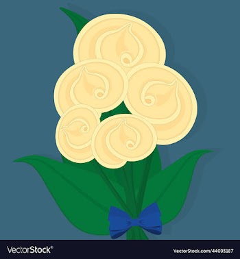 gentle yellow flowers bouquet on blue background