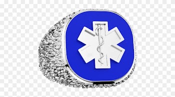 Gents Ems Ring Featuring A Polished, Bezel Set, Cushion - Emergency Medical Technician