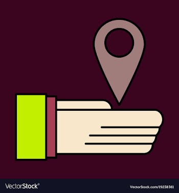 Geolocation bar sign hand holds city map gps vector image