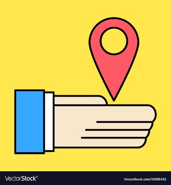 Geolocation bar sign hand holds city map gps vector image