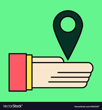 Geolocation bar sign hand holds city map gps vector image