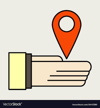 Geolocation bar sign hand holds city map gps vector image