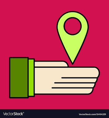 Geolocation bar sign hand holds city map gps vector image