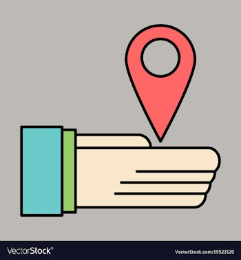Geolocation bar sign hand holds city map gps vector image