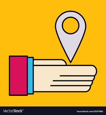 Geolocation bar sign hand holds city map gps vector image