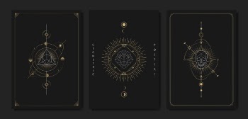 Geometric astrological symbols tarot card Free Vector